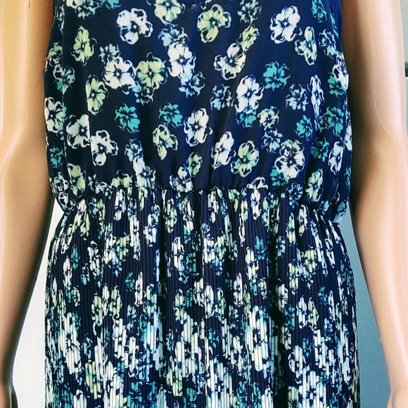 NWT LAUREN CONRAD CHIFFON SHEER OVERLAY LINED SLEEVELESS FLORAL POLY DRESS 14 - Picture 4 of 14